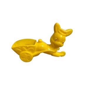 ROSBRO Vintage Yellow Easter Bunny with Wagon Plastic Toy Candy Cart